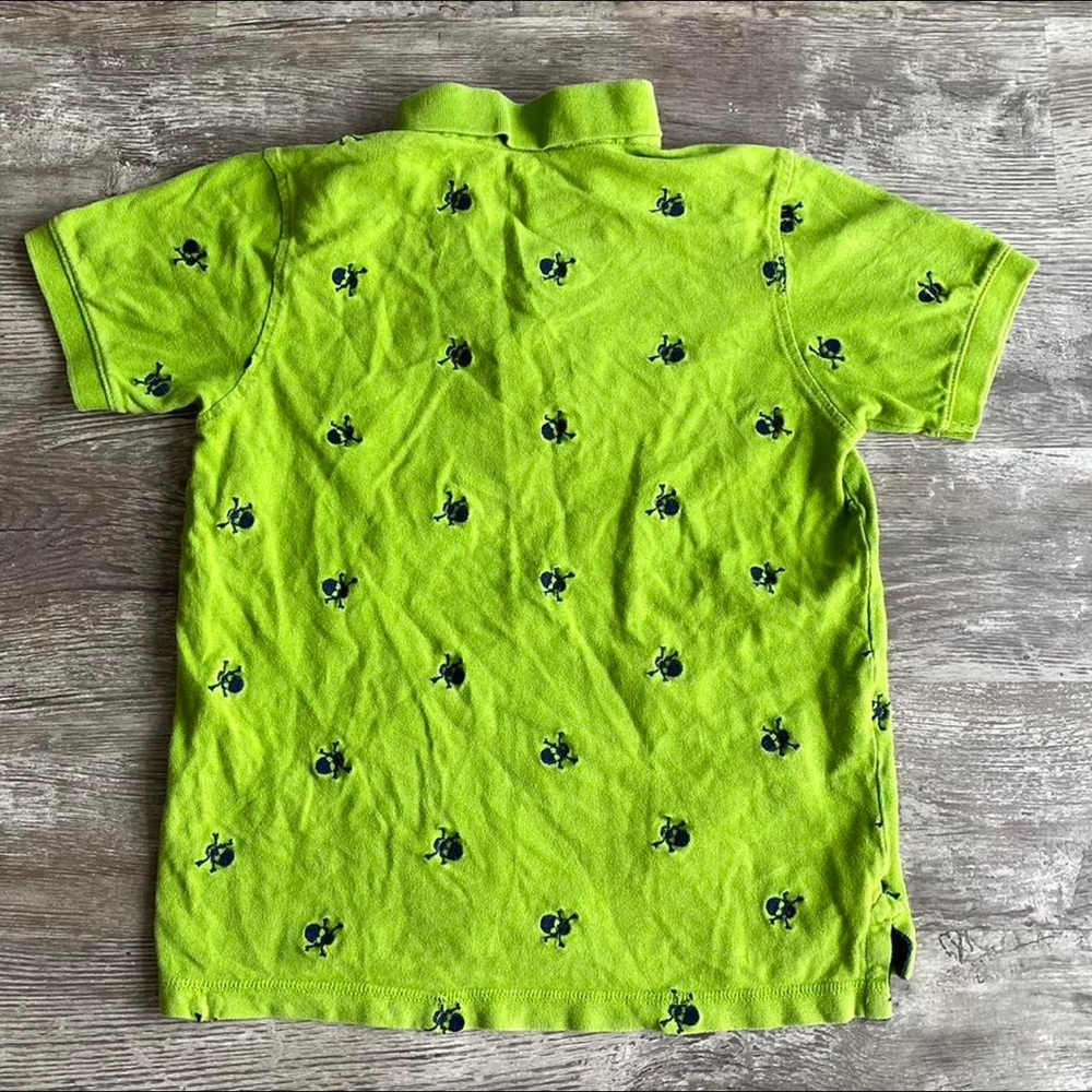 Gap Lime Green Collared Polo With Navy Skulls - Picture 2 of 4